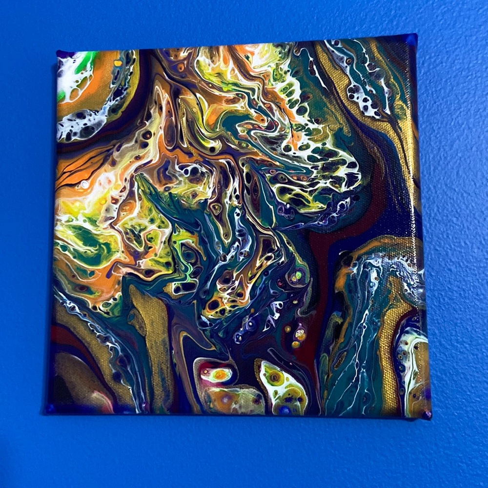 “Psychedelic Lava Lamp” 8x8  Acrylic Pour Painting